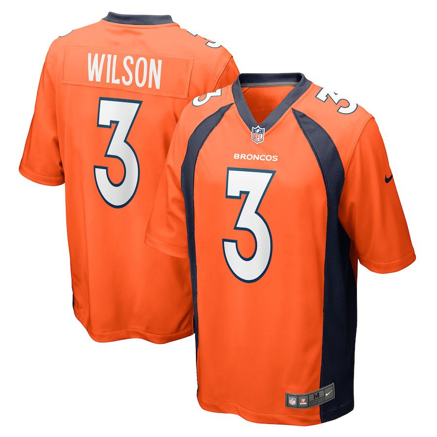 Men Denver Broncos 3 Russell Wilson Nike Orange Game NFL Jersey